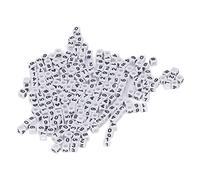 300 PCS Perles de Chiffres en Acrylique, Perles de Lettre de Bracelet Blanches de 7x7mm, Perles carrées en Acrylique en Vrac pour la Fabrication de Bijoux, Bracelets, Colliers