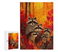 300 PCS Puzzle Autumn Raccoon Family Puzzle pour Adolescents Course De Vitesse Manuelle Liste De Souhaits avec Le Père Noël Jouets Jeux Éducatifs 300 PCS