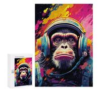 300 PCS Puzzle Chimpanzee Astronaut Art Print Puzzle pour Adolescents Course De Vitesse Manuelle Liste De Souhaits avec Le Père Noël Jouets Jeux Éducatifs 300 PCS