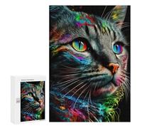 300 PCS Puzzle Colorful Abstract Cat Art-23 Puzzle pour Adolescents Course De Vitesse Manuelle Liste De Souhaits avec Le Père Noël Jouets Jeux Éducatifs 300 PCS
