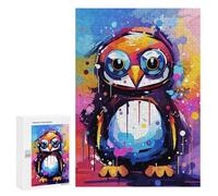 300 PCS Puzzle Colorful Abstract Owl Art Print Puzzle pour Adolescents Course De Vitesse Manuelle Liste De Souhaits avec Le Père Noël Jouets Jeux Éducatifs 300 PCS