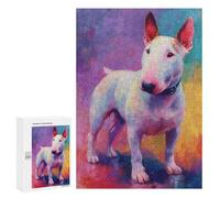 300 PCS Puzzle Colorful Bull Terrier Painting-2 Puzzle pour Adolescents Course De Vitesse Manuelle Liste De Souhaits avec Le Père Noël Jouets Jeux Éducatifs 300 PCS
