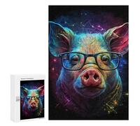 300 PCS Puzzle Colorful Pig Art Print-2 Puzzle pour Adolescents Course De Vitesse Manuelle Liste De Souhaits avec Le Père Noël Jouets Jeux Éducatifs 300 PCS