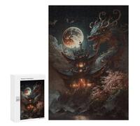 300 PCS Puzzle Dragon Temple Moonlit Night Puzzle pour Adolescents Course De Vitesse Manuelle Liste De Souhaits avec Le Père Noël Jouets Jeux Éducatifs 300 PCS