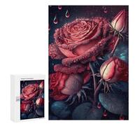 300 PCS Puzzle Glowing Red Rose Wall Art Puzzle pour Adolescents Course De Vitesse Manuelle Liste De Souhaits avec Le Père Noël Jouets Jeux Éducatifs 300 PCS