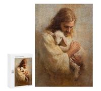 300 PCS Puzzle Jesus Holding Lamb Painting-6 Puzzle pour Adolescents Course De Vitesse Manuelle Liste De Souhaits avec Le Père Noël Jouets Jeux Éducatifs 300 PCS