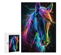 300 PCS Puzzle Neon Horse Art Print Puzzle pour Adolescents Course De Vitesse Manuelle Liste De Souhaits avec Le Père Noël Jouets Jeux Éducatifs 300 PCS