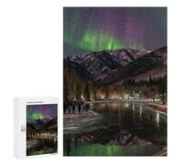 300 PCS Puzzle Northern Lights Reflection in Lake Puzzle pour Adolescents Course De Vitesse Manuelle Liste De Souhaits avec Le Père Noël Jouets Jeux Éducatifs 300 PCS