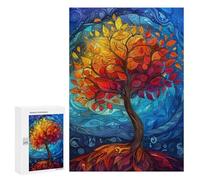 300 PCS Puzzle pour Adolescents Abstract Colorful Tree Puzzle Adulte, Jouet, Décoration Murale, Course De Vitesse Manuelle, Cadeaux Uniques pour Anniversaire Et Noël 300 PCS