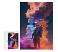 300 PCS Puzzle pour Adolescents Astronaut Amidst Colorful Clouds Puzzles pour Adolescents, Jouets Anti-Stress, Passe-Temps, Défi Éducatif