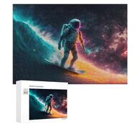 300 PCS Puzzle pour Adolescents Astronaut Surfing in Space Puzzles pour Adolescents, Jouets Anti-Stress, Passe-Temps, Défi Éducatif
