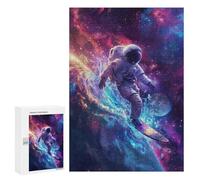 300 PCS Puzzle pour Adolescents Astronaut Surfing in Space Puzzles pour Adultes Jeu Manuel Assemblage De Motifs Cadeaux Uniques pour Anniversaire Et Noël 300 PCS
