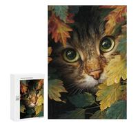 300 PCS Puzzle pour Adolescents Autumn Leaves Cat Portrait-2 Puzzles pour Adultes - Défi Difficile - Activités Amusantes À La Maison pour Les Jeux 300 PCS