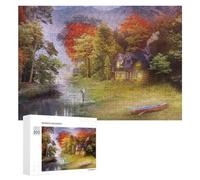 300 PCS Puzzle pour Adolescents Autumn Serenity Cabin by The Stream Puzzle Puzzles pour Adolescents, Jouets Anti-Stress, Passe-Temps, Défi Éducatif