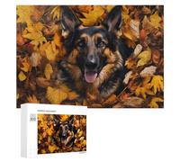 300 PCS Puzzle pour Adolescents Autumn's Embrace German Shepherd's Cozy Moment Puzzles pour Adolescents, Jouets Anti-Stress, Passe-Temps, Défi Éducatif