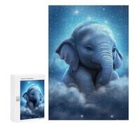 300 PCS Puzzle pour Adolescents Baby Elephant in Clouds Puzzles pour Adolescents, Jouets Anti-Stress, Passe-Temps, Défi Éducatif