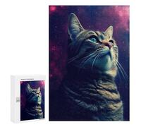 300 PCS Puzzle pour Adolescents Cat Night Galaxy Puzzles pour Adultes Jeu Manuel Assemblage De Motifs Cadeaux Uniques pour Anniversaire Et Noël 300 PCS