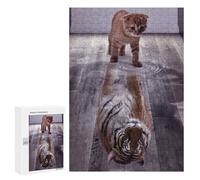 300 PCS Puzzle pour Adolescents Cat Tiger Reflect Mindset Puzzle pour Adultes - Jeux De Détente - Assemblage De Motifs - Cadeaux Uniques pour Anniversaire Et Noël 300 PCS
