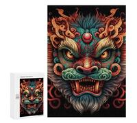 300 PCS Puzzle pour Adolescents Chinese Dragon Mask Art Print Puzzles pour Adultes - Défi Difficile - Activités Amusantes À La Maison pour Les Jeux 300 PCS