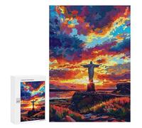 300 PCS Puzzle pour Adolescents Christ The Redeemer Sunset Puzzles pour Adultes : Analyse Et Logique. Chaque Pièce Est Unique - Casse-têtes pour Toute La Famille 300 PCS
