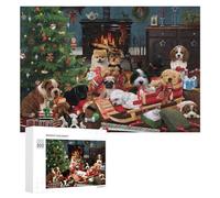 300 PCS Puzzle pour Adolescents Christmas Puppies by The Fireplace Puzzles pour Adolescents, Jouets Anti-Stress, Passe-Temps, Défi Éducatif