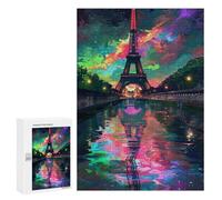 300 PCS Puzzle pour Adolescents Colorful Eiffel Tower Reflection Puzzles pour Adultes : Analyse Et Logique. Chaque Pièce Est Unique - Casse-têtes pour Toute La Famille 300 PCS