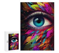 300 PCS Puzzle pour Adolescents Colorful Eye Feather Artwork Puzzles pour Adultes : Analyse Et Logique. Chaque Pièce Est Unique - Casse-têtes pour Toute La Famille 300 PCS