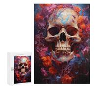 300 PCS Puzzle pour Adolescents Colorful Floral Skull Artwork Puzzles pour Adultes - Défi Difficile - Activités Amusantes À La Maison pour Les Jeux 300 PCS