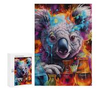 300 PCS Puzzle pour Adolescents Colorful Koala with Chemical Bottles Puzzles pour Adolescents, Jouets Anti-Stress, Passe-Temps, Défi Éducatif