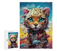 300 PCS Puzzle pour Adolescents Colorful Leopard Art Print -2 Puzzles pour Adultes - Défi Difficile - Activités Amusantes À La Maison pour Les Jeux 300 PCS