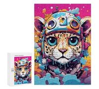 300 PCS Puzzle pour Adolescents Colorful Leopard in Spacesuit Puzzles pour Adultes : Analyse Et Logique. Chaque Pièce Est Unique - Casse-têtes pour Toute La Famille 300 PCS