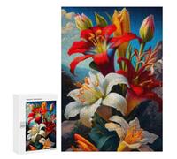 300 PCS Puzzle pour Adolescents Colorful Lily Bouquet Painting Puzzles pour Adultes - Défi Difficile - Activités Amusantes À La Maison pour Les Jeux 300 PCS