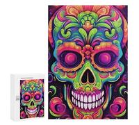 300 PCS Puzzle pour Adolescents Colorful Sugar Skull Artwork Puzzles pour Adultes - Défi Difficile - Activités Amusantes À La Maison pour Les Jeux 300 PCS