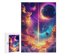 300 PCS Puzzle pour Adolescents Cosmic Beam Neon Space Planets Clouds Nature Puzzle Adulte, Jouet, Décoration Murale, Course De Vitesse Manuelle, Cadeaux Uniques pour Anniversaire Et Noël 300 PCS