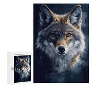 300 PCS Puzzle pour Adolescents Coyote Portrait on Dark Background Puzzles pour Adultes Jouets Anti-Stress Cadeaux pour Femmes Défi À Compléter 300 PCS