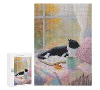300 PCS Puzzle pour Adolescents Cozy Autumn Cat by The Window Puzzle pour Adultes : Jeu De Réflexion Et De Rapidité, Défi À Relever 300 PCS