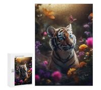 300 PCS Puzzle pour Adolescents Cute Tiger Cub Butterflies Puzzles pour Adultes Jeu Manuel Assemblage De Motifs Cadeaux Uniques pour Anniversaire Et Noël 300 PCS