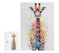 300 PCS Puzzle pour Adolescents Cute Watercolor Giraffe Puzzles pour Adultes Jouets Anti-Stress Cadeaux pour Femmes Défi À Compléter 300 PCS