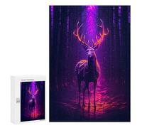 300 PCS Puzzle pour Adolescents Deer Magenta Neon Puzzles pour Adultes Jeu Manuel Assemblage De Motifs Cadeaux Uniques pour Anniversaire Et Noël 300 PCS