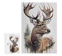 300 PCS Puzzle pour Adolescents Deer Nature Animal Forest Puzzle Adulte, Jouet, Décoration Murale, Course De Vitesse Manuelle, Cadeaux Uniques pour Anniversaire Et Noël 300 PCS