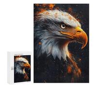 300 PCS Puzzle pour Adolescents Eagle Portrait with Orange Splatter Puzzles pour Adultes Jouets Anti-Stress Cadeaux pour Femmes Défi À Compléter 300 PCS
