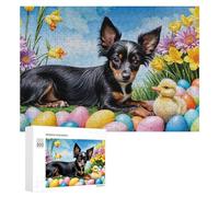 300 PCS Puzzle pour Adolescents Easter Eggs and Cute Puppy Puzzles pour Adolescents, Jouets Anti-Stress, Passe-Temps, Défi Éducatif