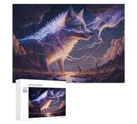 300 PCS Puzzle pour Adolescents Electric Wolf in Stormy Landscape Puzzles pour Adolescents, Jouets Anti-Stress, Passe-Temps, Défi Éducatif
