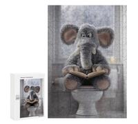 300 PCS Puzzle pour Adolescents Elephant Reading on Toilet Puzzles pour Adultes Jouets Anti-Stress Cadeaux pour Femmes Défi À Compléter 300 PCS