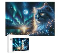 300 PCS Puzzle pour Adolescents Enchanted Celestial Cat Night Scene Puzzles pour Adolescents, Jouets Anti-Stress, Passe-Temps, Défi Éducatif