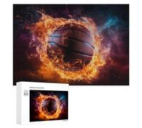 300 PCS Puzzle pour Adolescents Flaming Basketball Ignite Your Game! -1 Puzzles pour Adolescents, Jouets Anti-Stress, Passe-Temps, Défi Éducatif