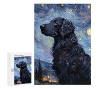 300 PCS Puzzle pour Adolescents FlatCoated Retriever Night Puzzle pour Adultes Jouets Anti-Stress Analyse Et Logique Interaction Parent-Enfant 300 PCS