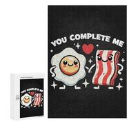300 PCS Puzzle pour Adolescents Funny Couples, You Complete Me - Cute Bacon & Egg Puzzles pour Adultes Jeux Familiaux Amusants Et Humoristiques, Difficiles Et Stimulants 300 PCS