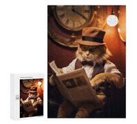 300 PCS Puzzle pour Adolescents Funny Fluffy Cat Reading Puzzles pour Adultes Jeu Manuel Assemblage De Motifs Cadeaux Uniques pour Anniversaire Et Noël 300 PCS