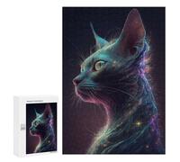 300 PCS Puzzle pour Adolescents Galaxy Siam Cat Puzzles pour Adultes Jouets Anti-Stress Cadeaux pour Femmes Défi À Compléter 300 PCS